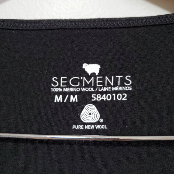 SEGMENTS 100% Merino Wool Base Layer Top Shirt Long Sleeve Black Women's Medium - Picture 8 of 11